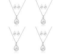 ZHUWE Juego de joyas de boda para dama de honor, 1-4-6-8, chapado en oro rosa/plata, collar y aretes, regalo para mujer, Aleación de acero y zinc, Diamantes de imitación Cristal