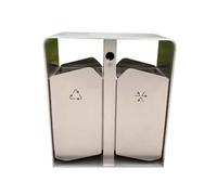 zhuyanbo007 Cubo de basura al aire libre, Cubo de basura acero galvanizado for exteriores, estilo minimalista, con clasificación residuos