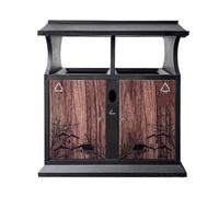 zhuyanbo007 Cubo de basura al aire libre, Cubo de basura exterior imitación madera china, estilo retro, doble caja, metal