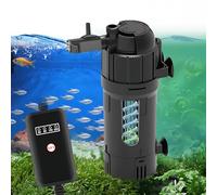 Zhwidnerso Filtro interno para peceras, filtro de acuario con esterilizador UV que convierte el agua verde en transparente para acuario de 15 a 80 L, filtros ajustables 5 en 1 para peceras con caudal