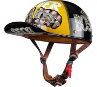 ZHXIANG Casco Con Gorra De Béisbol, Medio Casco De Motocicleta Abierto, Estilo Alemán Con Calavera, Para Moto Cruiser Scooter, Aprobado Por DOT/ECE B, M=53-56CM