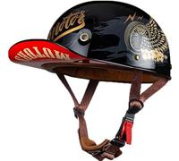ZHXIANG Casco Con Gorra De Béisbol, Medio Casco De Motocicleta Abierto, Estilo Alemán Con Calavera, Para Moto Cruiser Scooter, Aprobado Por DOT/ECE H, L=57-59CM