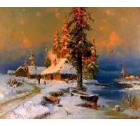 ZHXXFD Pintura Por Numeros Adultos Paisaje Nevado del Bosque en Invierno Obra Maestra Animales Sin Marco 40X50CM Conjunto De Pintura Al Óleo Pintada A Mano Paisaje,A19