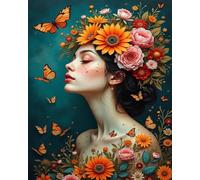 ZHXXFD Pintura Por Numeros Adultos Vintage Niña Flores Mujer Sin Marco 40X50CM Conjunto De Pintura Al Óleo Pintada A Mano Niños Paisaje,A1