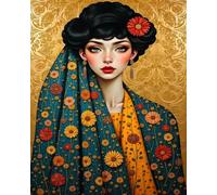ZHXXFD Pintura Por Numeros Adultos Vintage Niña Flores Mujer Sin Marco 40X50CM Conjunto De Pintura Al Óleo Pintada A Mano Niños Paisaje,A22