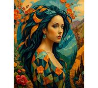 ZHXXFD Pintura Por Numeros Adultos Vintage Niña Flores Mujer Sin Marco 40X50CM Conjunto De Pintura Al Óleo Pintada A Mano Niños Paisaje,B3