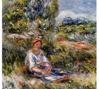 Zhyaunz 5D Diamond Painting Kits de Punto de Cruz Pierre-Auguste Renoir Chica Joven sentada en un Prado Mosaico Rhinestone Diamante Bordado Full Round Drill Craft Decor 40x50cm