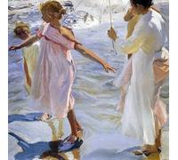 Zhyaunz 5D DIY diamante pintura Joaquín Sorolla mujer y en la playa pintura por números Kits punto de cruz bordado mosaico Decoración 16x20 in