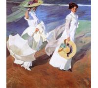 Zhyaunz 5D DIY diamante pintura Joaquín Sorolla paseo por el mar pintura por números Kits punto de cruz bordado mosaico Decoración 12x16 in