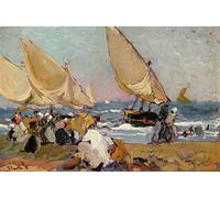 Zhyaunz 5D DIY Diamond Painting Kits Joaquín Sorolla Veleros en un día ventoso Bordado Mosaico Rhinestone Pintura por números Kits para adultos 16x20 in