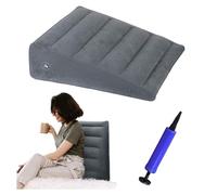 ZHYUAN Almohada flocada,Almohadilla triangular,Almohada inflable,Almohada inflable portátil,Almohada de cuña,Cojín inflable flocado,Almohada de cuña inflable,ligera y fácil de transportar(Gris oscuro)