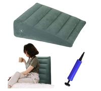 ZHYUAN Almohada Triangular Inflable Flocada, Portátil, de Cuña, Ligera y Fácil de Transportar - Verde Oscuro