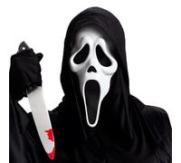 ZHYUGOYA Mascara Scream, Mascara de Scream con Cuchillo Halloween, Ghostface Mask Terror, Máscara Ghostface Adulto para Cosplay Carnaval
