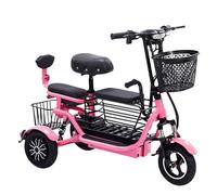 zhyunvd Scooter De Movilidad De 3 Ruedas,Mobility Scooter,Movilidad Scooter Plegable,con Asiento Y 2 Cestas,Almacenamiento Móvil para Maletero De Coche,Puede Recoger A Los Niños Pink,40km