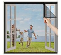 ZHZFSH Mosquitera para Ventana, Mosquiteras de Ventanas Adhesiva, Malla Mosquitera para Ventanas, Cortina de Ventana para Prevenir Mosquitos y Insectos, Lavable, Negro-a, 60x120cm