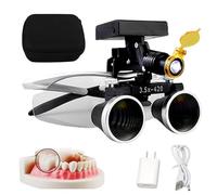 ZHZWwansuGE Lupas Binoculares Dentales, Aumento De 2,5X / 3,5X, con Linterna Frontal Led De 5W, Distancia De Trabajo: 320-42mm, 4 Niveles De Brillo Ajustable, para Laboratorios Dentales. C-3.5X