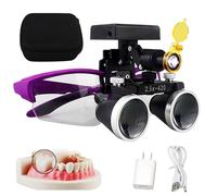 ZHZWwansuGE Lupas Binoculares Dentales, Aumento De 2,5X / 3,5X, con Linterna Frontal Led De 5W, Distancia De Trabajo: 320-42mm, 4 Niveles De Brillo Ajustable, para Laboratorios Dentales. D-3.5X
