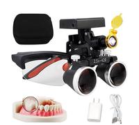 ZHZWwansuGE Lupas Binoculares Dentales, Aumento De 2,5X / 3,5X, con Linterna Frontal Led De 5W, Distancia De Trabajo: 320-42mm, 4 Niveles De Brillo Ajustable, para Laboratorios Dentales. A-2.5X