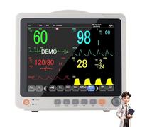 ZHZWwansuGE Monitor De ECG, Monitor Multiparamétrico, Pantalla Táctil De 12″, ECG/Frecuencia Cardíaca/Presión Arterial No Invasiva/Saturación De Oxígeno En Sangre/Respiración/Temperatura Corporal