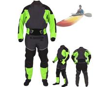 ZHZWwansuGE Traje Seco para Hombre para Kayak, Tejido Impermeable De 3 Capas, Diseño Totalmente Impermeable Y Transpirable, Cuello Y Puños De Látex, para Todas Las Actividades Acuáticas Green-L