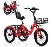 ZHZWwansuGE Triciclo Eléctrico para Adultos, Bicicleta Eléctrica Plegable De 7 Velocidades, 45km De Autonomía, Motor Sin Escobillas/Capacidad De Carga De 200kg, Frenos De Disco Delanteros Y Traseros