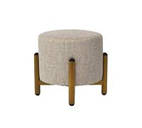 ZHZXBDGQ Reposapiés tapizado de madera, taburete redondo para sala de estar, dormitorio, con funda de lino extraíble, taburete bajo, taburete bajo, 28 x 28 x 28 cm, color gris