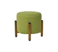 ZHZXBDGQ Reposapiés tapizado de madera, taburete redondo para sala de estar, dormitorio, con funda de lino extraíble, taburete bajo, taburete bajo, 28 x 28 x 28 cm, color verde