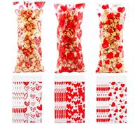 Zi Lan 50 unidades de bolsas de celofán con corazones rojos, bolsas con cierre automático para regalos de fiesta, para decoraciones de bodas y fiestas de San Valentín