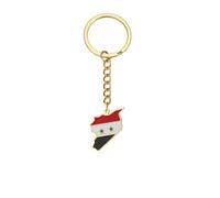 ZIAFRPN Aceite de Goteo Siria Mapa Colgante Llavero Acero Inoxidable Hombres y Mujeres Mapa Colorido del país Joyería étnica Regalo