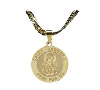 ZIAFRPN Arcángel Santa Bárbara Pray for Us Collar para Mujeres Hombres Color Dorado Acero Inoxidable Amuleto Medalla Cadena Joyería Colares N3017
