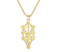 ZIAFRPN Astrología Geometría De Acero Inoxidable Árbol De La Vida Charm Colgante Collar para Mujeres Hombres Tarot Planetas Joyería