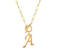 ZIAFRPN Cadena de Clip Alfabeto Collares Colgantes para Mujeres Letra Nombre Inicial Letra Collar de Palanca Joyería Regalos para Maestros