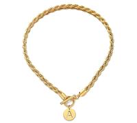 ZIAFRPN Cadena de Cuerda Collar de Gargantilla de Letra Inicial para Mujer niña Personalizar Nombre Colgante Collar Joyería Regalo Regalos para Maestros