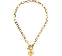 ZIAFRPN Cadena de eslabones con Clip Personalizar Letra Inicial Alfabeto Alfabeto Colgante Collar para Mujeres Gargantilla Toggle Nombre Joyería Regalos para Maestros