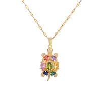 ZIAFRPN Charm clásico Micro-incrustado Colorido Joyería del Sexo opuesto Collar de Tortuga pequeño Moda para Todos los Partidos