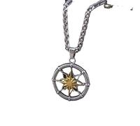 ZIAFRPN Colgante de brújula de mar con hexagrama de Estrella de Doce Puntos de Moda Retro de Plata para Hombres y Mujeres Regalo de joyería Fina