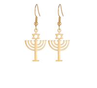 ZIAFRPN Colgante de candelabro de Seis Estrellas Pendientes de Acero Inoxidable para Moda Femenina Israel Faith Jewish Talisman Jewelry 2025