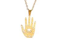 ZIAFRPN Colgante de Mano de quiromancia Collar de Tercer Ojo Místico Símbolos celestiales Protección Amuleto Joyería