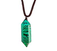 ZIAFRPN Colgante de Piedra de Cuarzo de Cristal de ámbar Verde Prisma Hexagonal Colgante de patrón de Flor Natural Negro Collar Amuleto de Paz curativa