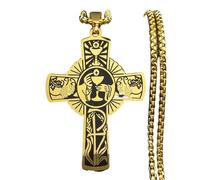 ZIAFRPN Colgantes de Cruz de Jugo de UVA con halo de eucaristía para Hombres y Mujeres Collar de Acero Inoxidable Joyería de talismán de oración