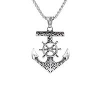 ZIAFRPN Colgantes de Cruz de timón de Ancla Mate Retro para Hombres Collar de aleación Hueco Fuera de la Tumba Colgantes de Metal joyería Moda Accesorio para el Cuello