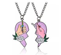ZIAFRPN Collar 2Pcs/Set Splice Best Friend Forever Couple Necklace Lighter y Cigarrillos Broken Heart Shape Jewelry