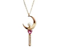 ZIAFRPN Collar Anime Japonés Sailor Moon Loving Magic Wand Crystal Cosplay Colgante Collar Accesorios para Chicas Lindo Cosplay Accesorios Collar de Moda