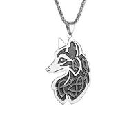 ZIAFRPN Collar Casual Colgante Viking Odin Fox Celtic Wolf Animal Colgante Collar Hombres Hip Hop Punk Joyería de Moda Joyería
