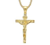 ZIAFRPN Collar Colgante de Cruz de Cristo Religioso para Mujeres/Hombres Collares de Crucifijo de Color Dorado Hombres Joyería Cristiana Regalos para Maestros