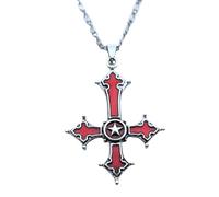 ZIAFRPN Collar Colgante de Cruz Invertida Sangrienta Roja Collar Colgante de Cruz Gótica Vintage Diablo Lucifer Satanás Joyería Satánica