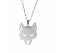 ZIAFRPN Collar con Colgante de Cabeza de Lobo de Acero Inoxidable para Hombres Tótem de Animal nórdico Vikingo Joyería Punk, Regalo de Cadena Ajustable para Mujeres