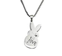 ZIAFRPN Collar con colgante de conejo Lil Peep Love de acero inoxidable, colgante de conejo triste por amor, cadena de 60 cm, diseño de cara triste, regalo para fanáticos de Kpop