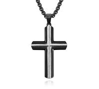ZIAFRPN Collar con Colgante de Cruz de trefilado de Acero Inoxidable con Acabado Mate para la colección de joyería para Hombres
