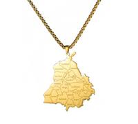 ZIAFRPN Collar con Colgante de Mapa del Estado de India Punjab para Hombre Cadena de Caja Geografía Collares de país Joyería étnica